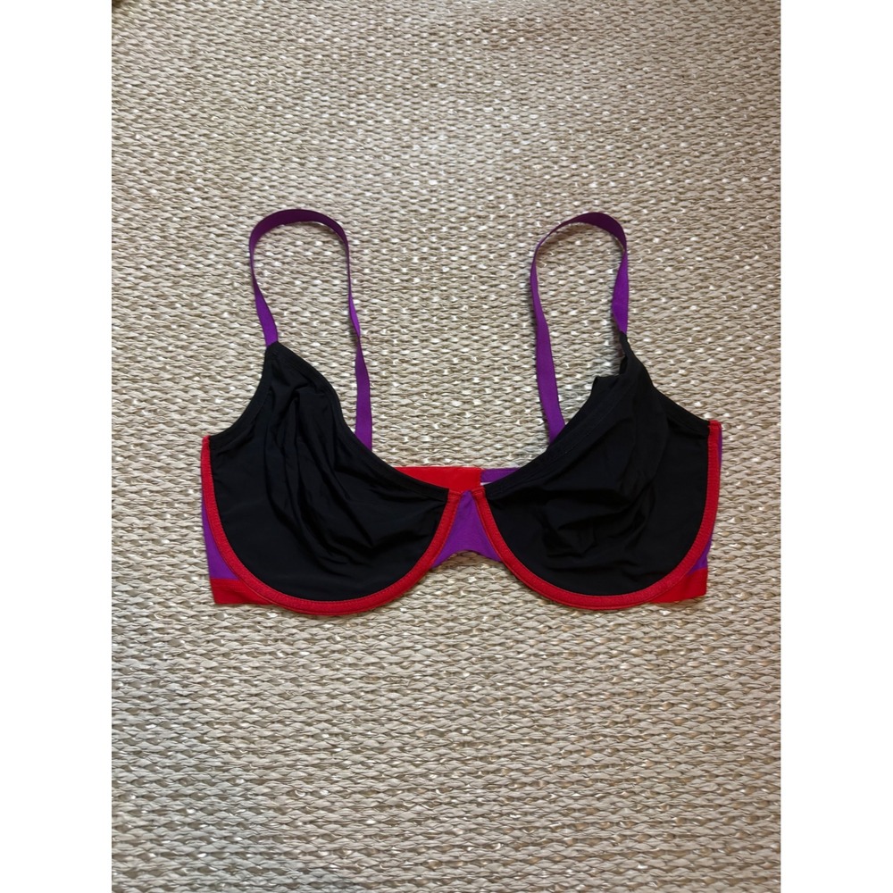 Parade Colorblock Underwire Bra Black Purple Red Mesh Size XL+ PR139T